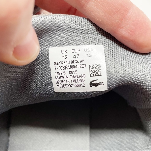 Lacoste Gray High Top Deck Shoe Sneaker - Boat Shoe Meyssac - 12 - Picture 8 of 8